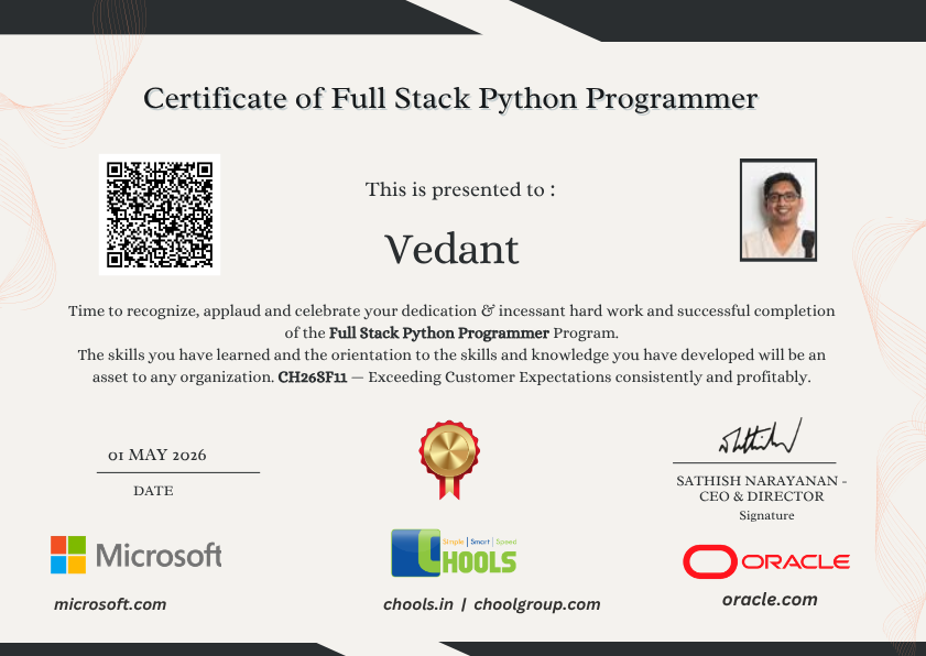 Full Stack Python Programmer Program Certificate
